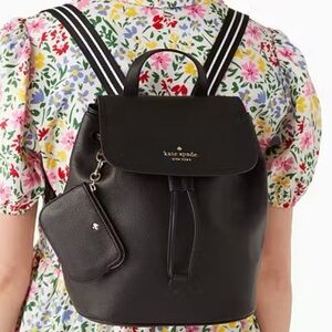 Kate Spade Black Backpack with Drawstring Closure + Coin Purse 🖤